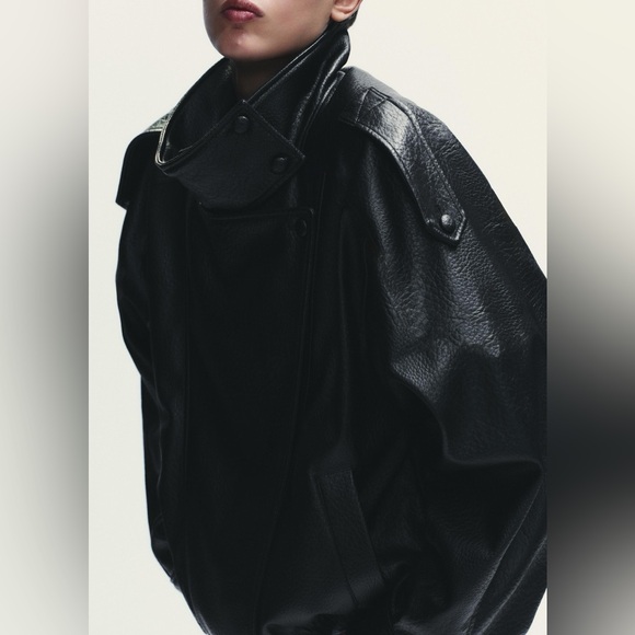 Zara FAUX LEATHER JACKET - Picture 8 of 13